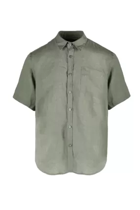 Censured men's short sleeve linen shirt SM6439TLICA 32 army green