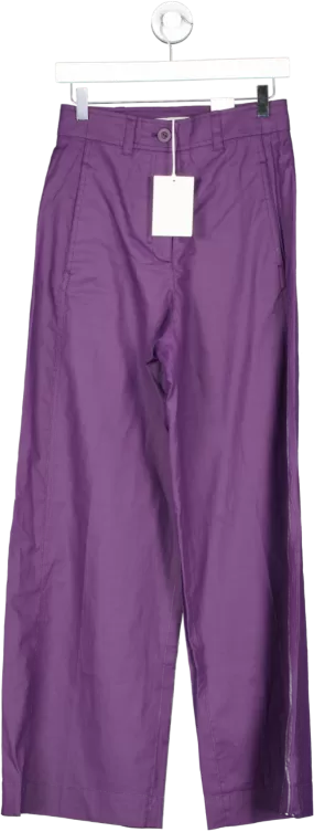 cos High-waisted Wide-leg Linen Trousers In Purple BNWT UK 6