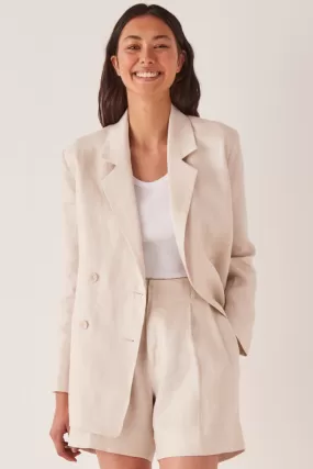 Double Breasted Linen Ivory Blazer