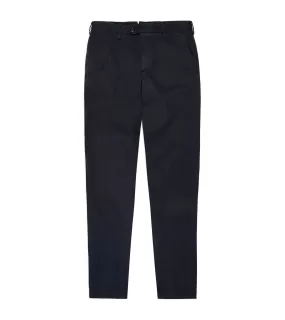 Trunk Welbeck Flat Front Cotton Trousers: Navy